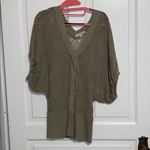Tan Criss Cross Short Sleeve Sweater